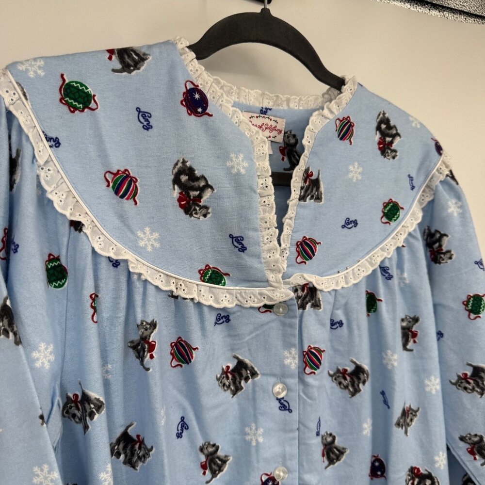 Lanz of Salzburg NWT Women  100% Cotton Flannel Nightgown w/ Scottie Dogs Print - Picture 6 of 15